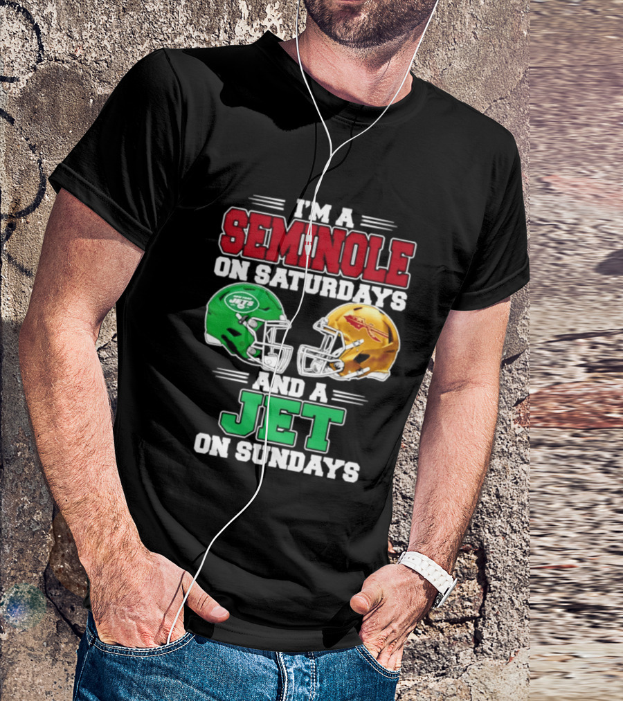 I'm A Seminole On Saturdays And A Jet On Sundays Football Helmets T-Shirt