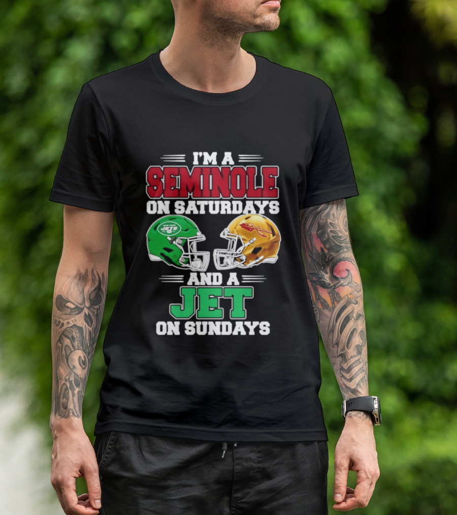 I'm A Seminole On Saturdays And A Jet On Sundays Football Helmets T-Shirt