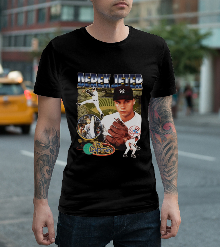 Derek Jeter New York Yankees The Captain MLB Player Tribute Two Sided T-Shirt