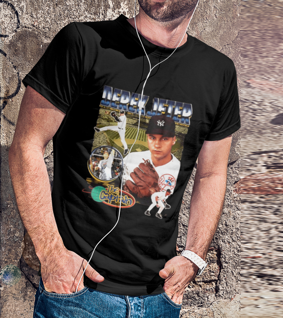 Derek Jeter New York Yankees The Captain MLB Player Tribute Two Sided T-Shirt