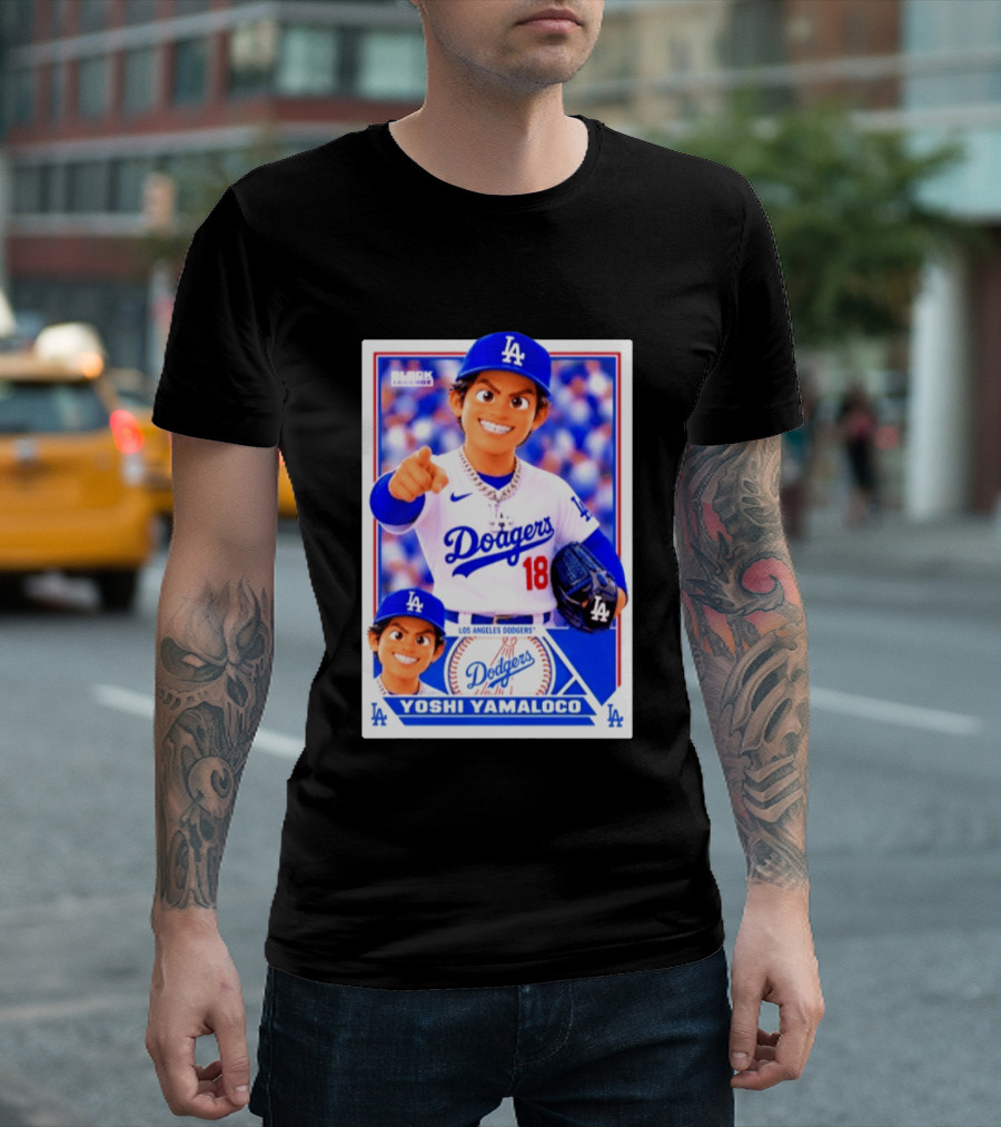 Block Legendz Yoshi Yamaloco Los Angeles Dodgers No 18 Baseball Card T-Shirt