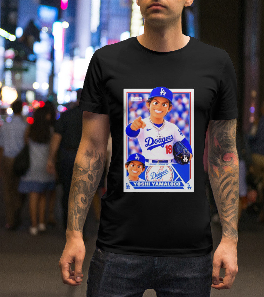 Block Legendz Yoshi Yamaloco Los Angeles Dodgers No 18 Baseball Card T-Shirt