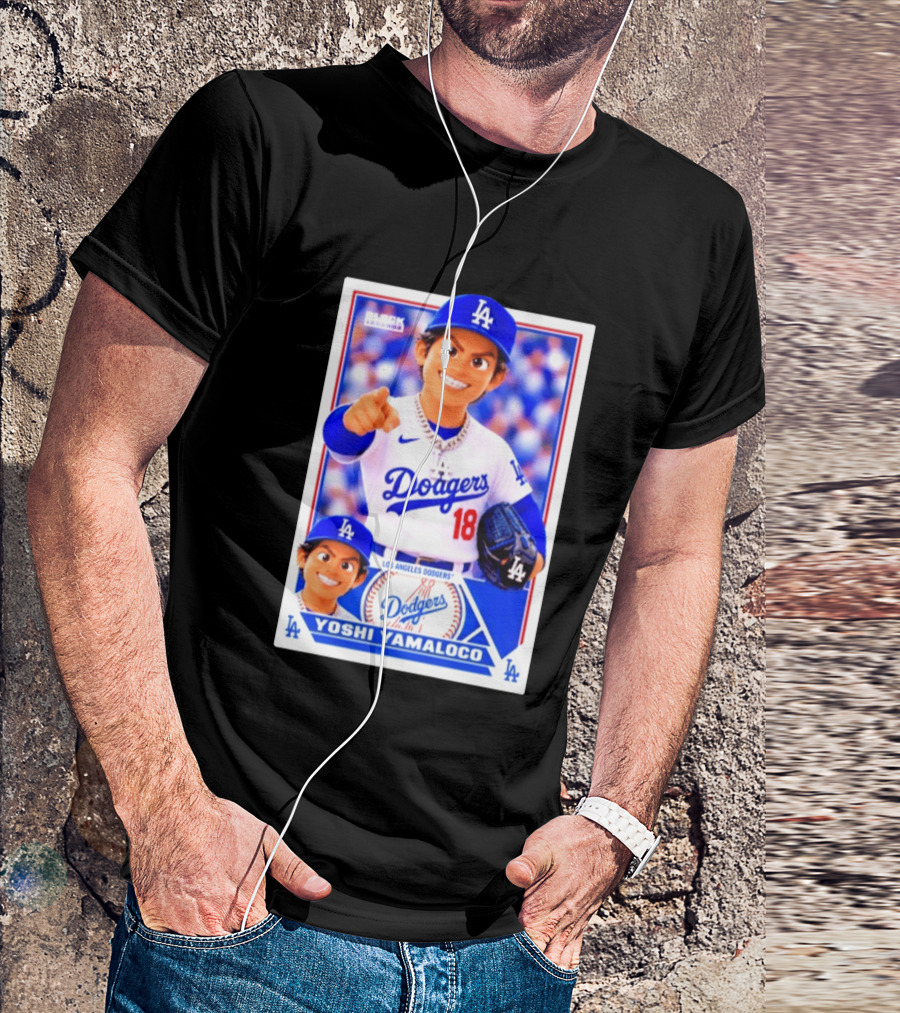 Block Legendz Yoshi Yamaloco Los Angeles Dodgers No 18 Baseball Card T-Shirt
