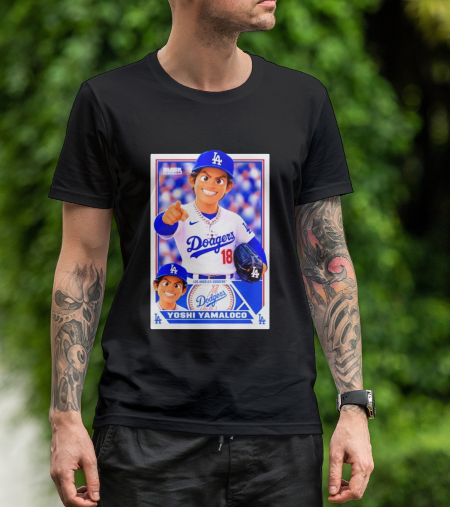 Block Legendz Yoshi Yamaloco Los Angeles Dodgers No 18 Baseball Card T-Shirt
