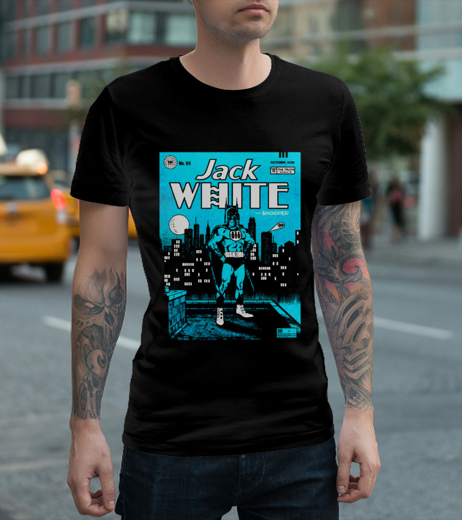 Jack White With Snooper Nashville TN 2026 Night 1 Live At The Truth October 9 Superhero Cityscape T-Shirt