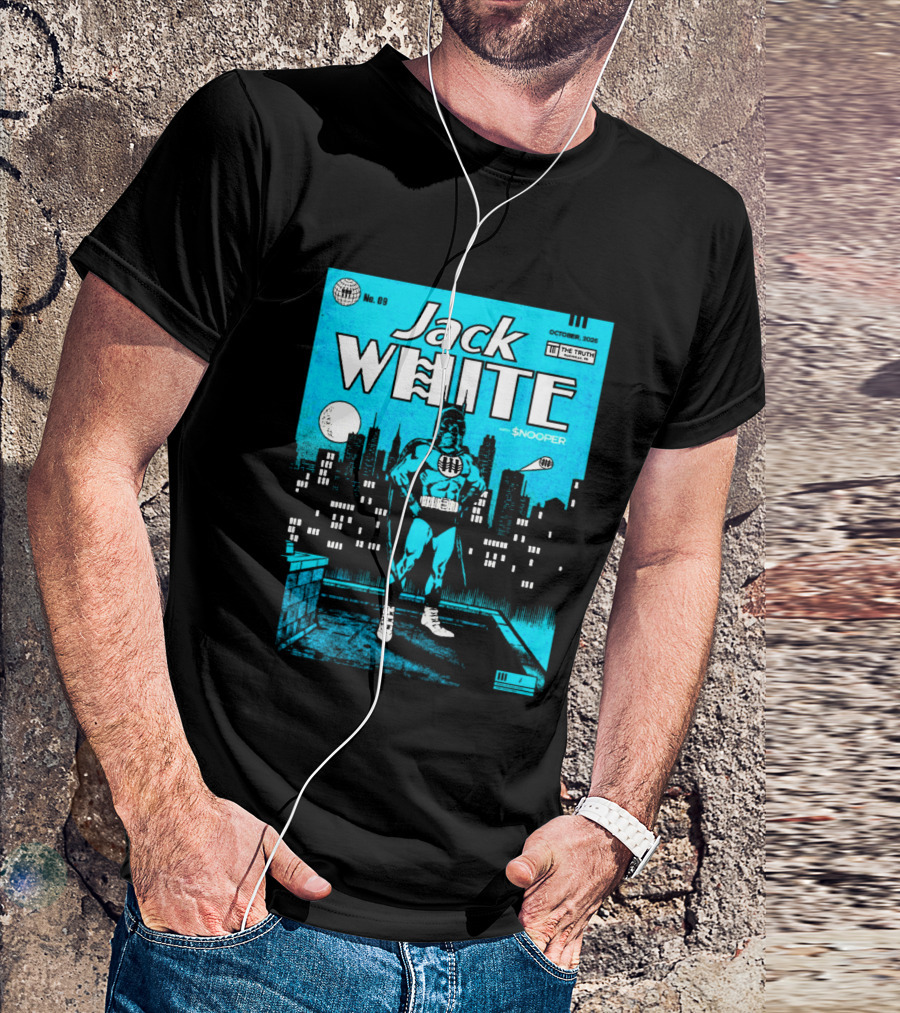 Jack White With Snooper Nashville TN 2026 Night 1 Live At The Truth October 9 Superhero Cityscape T-Shirt