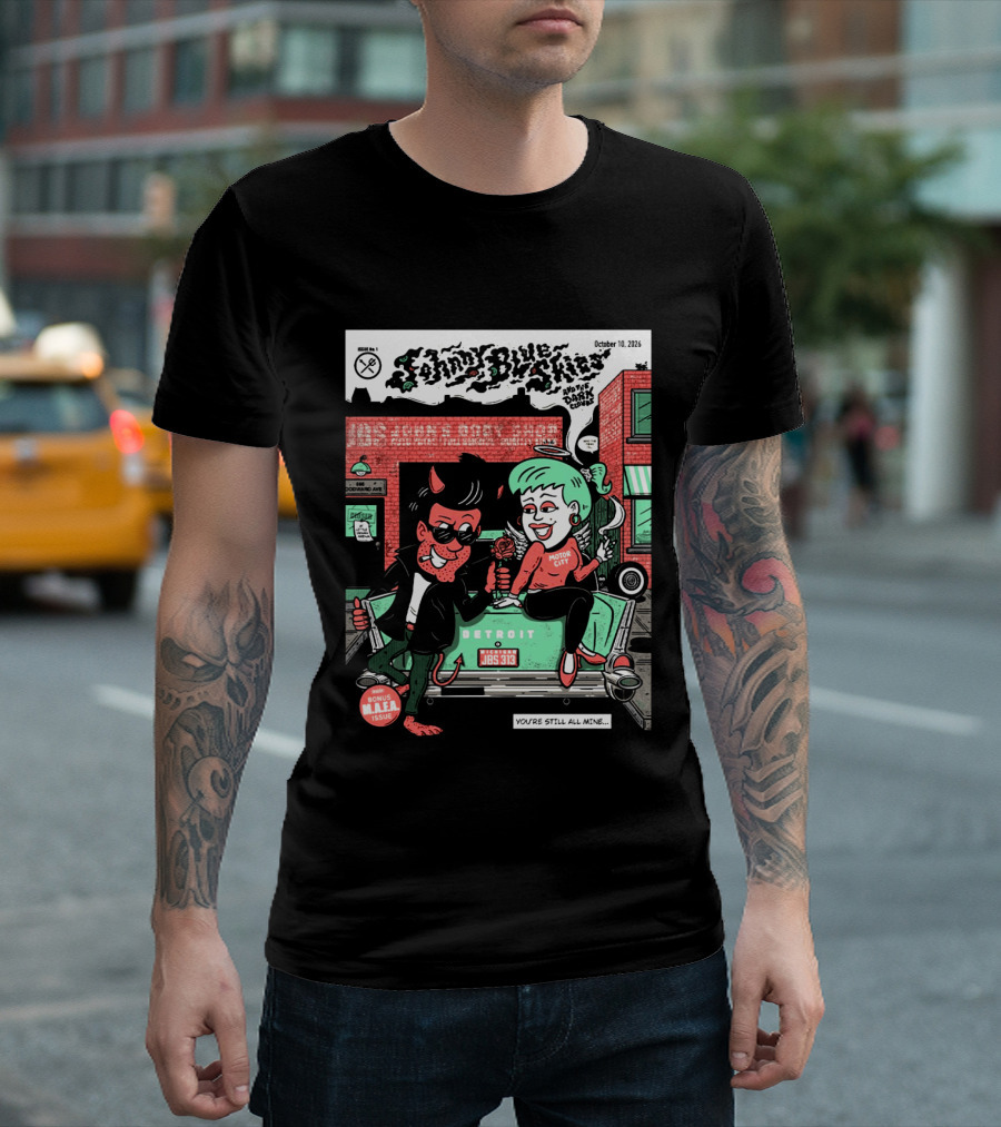 Johnny Blue Skies Detroit Event Motor City October 10 2026 Dark Clouds M.A.F.A Issue T-Shirt