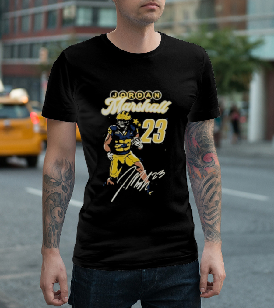 Jordan Marshall Michigan Wolverines 23 Player Signature T-Shirt