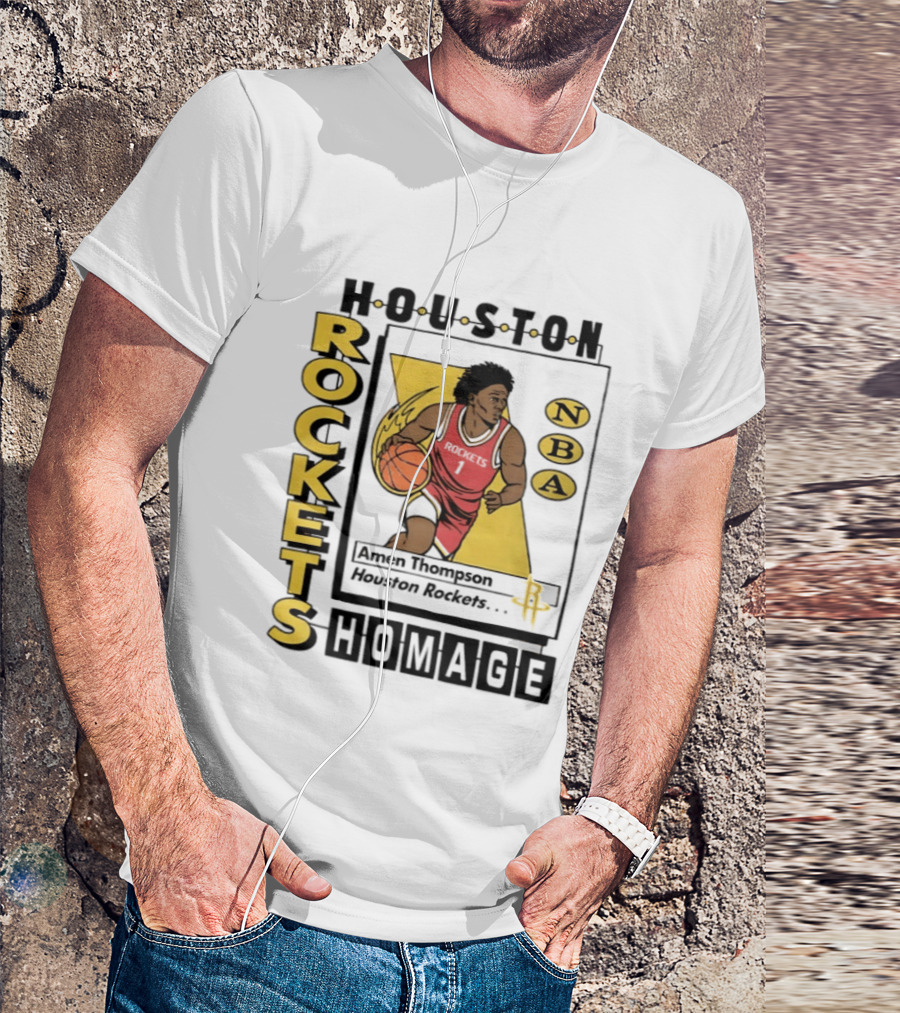 Amen Thompson Houston Rockets NBA Homage Trading Card T-Shirt