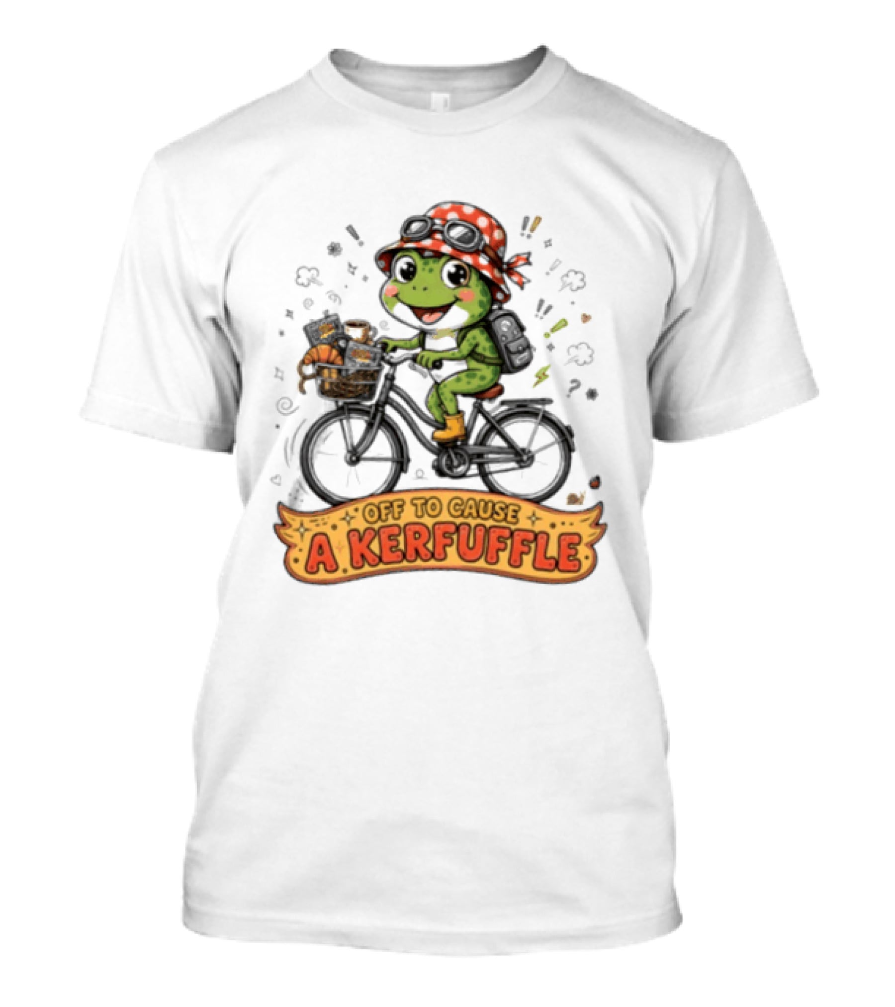 Frog On Bicycle Off To Cause A Kerfuffle Ride T-Shirt