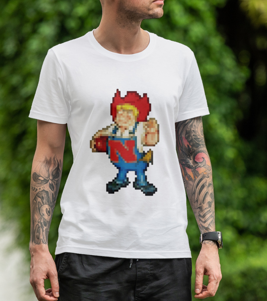 Herbie Husker Nebraska Cornhuskers Pixelated Character With Football T-Shirt