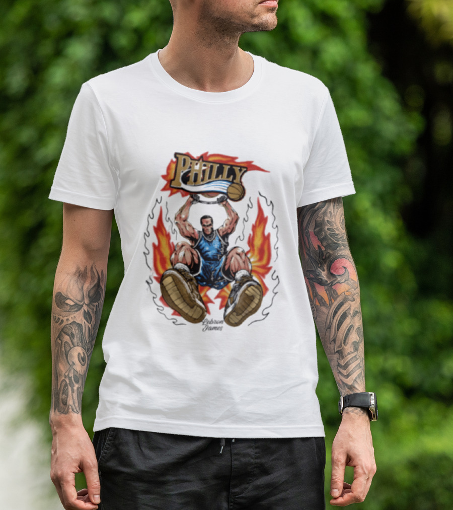 Philly Basketball Dunking Fireball Bootleg T-Shirt
