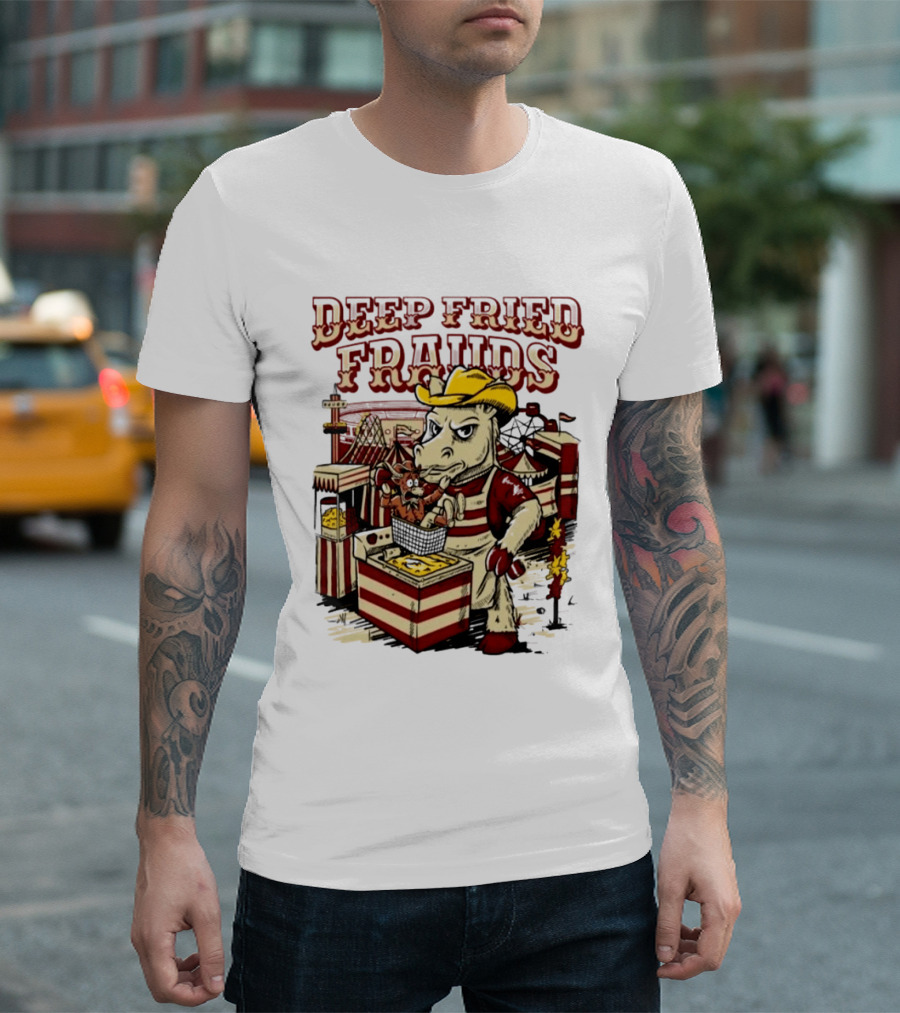 Oklahoma Sooners Beat Texas Longhorns Deep Fried Frauds Football 2026 Cow Mascot Cooking Satire T-Shirt