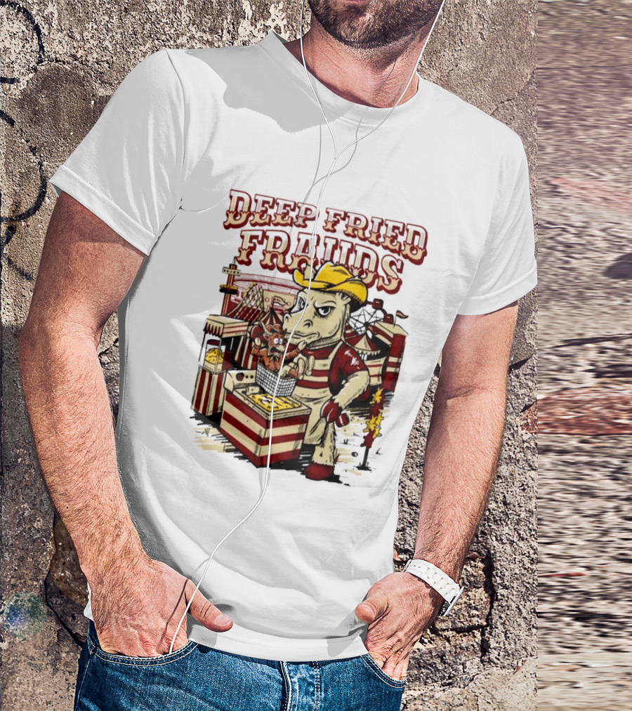 Oklahoma Sooners Beat Texas Longhorns Deep Fried Frauds Football 2026 Cow Mascot Cooking Satire T-Shirt