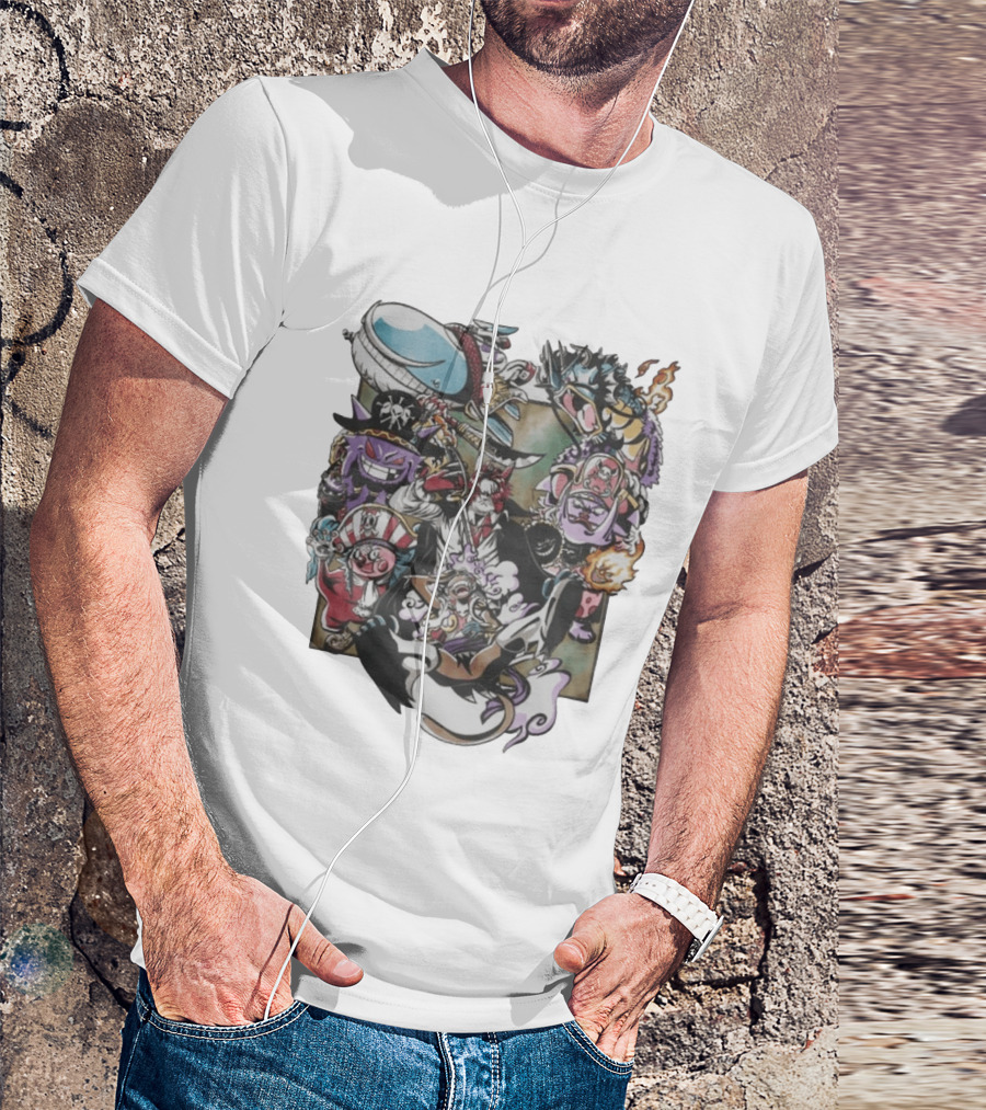 The New Four Emperors Pokemon One Piece Crossover Characters T-Shirt