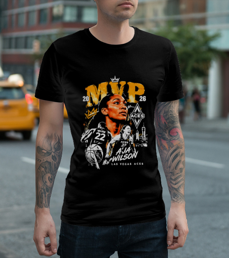 A'ja Wilson Las Vegas Aces MVP 2026 Crown Basketball T-Shirt