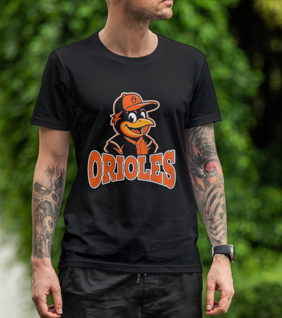 Baltimore Orioles Bird Cartoon Logo With Mascot Hat T-Shirt