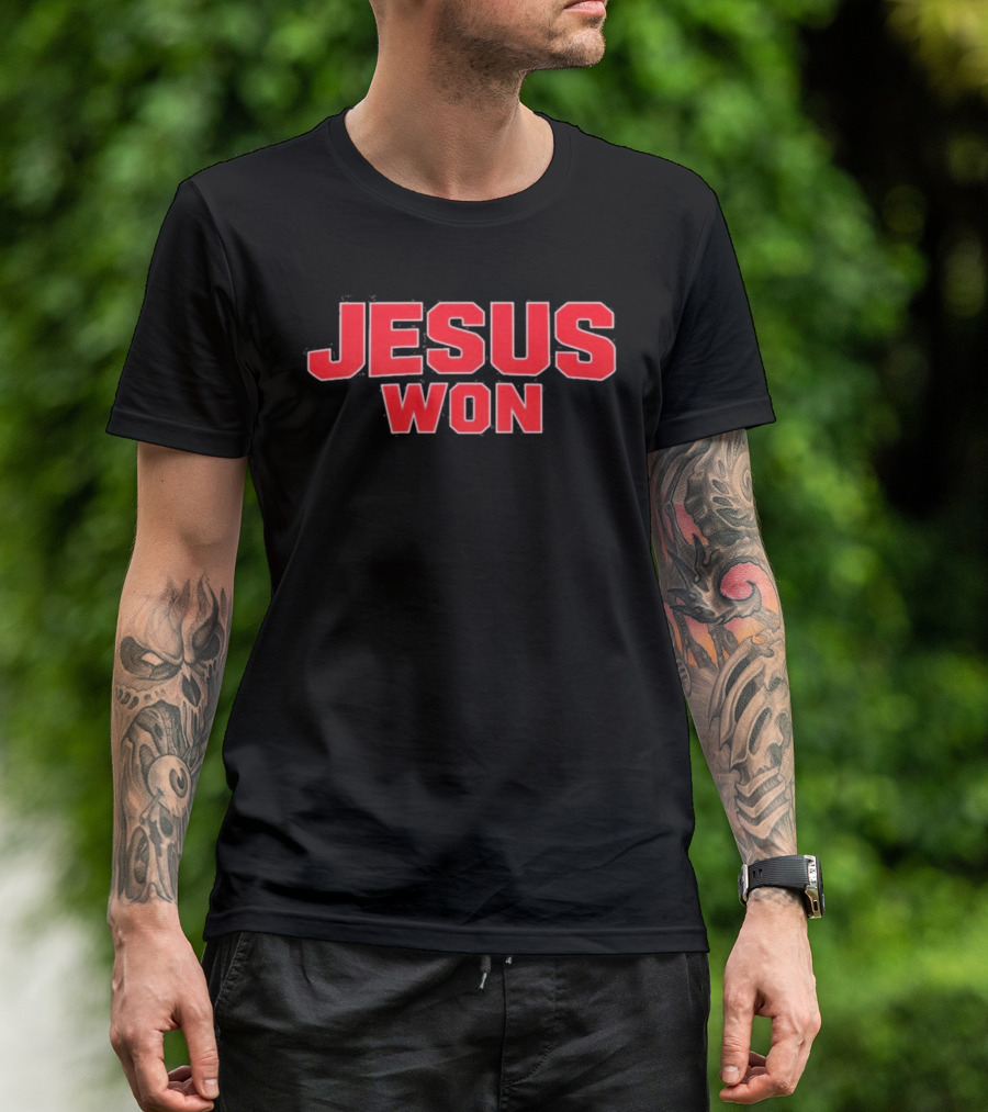 Carson Hinzman Jesus Won Christian Message T-Shirt