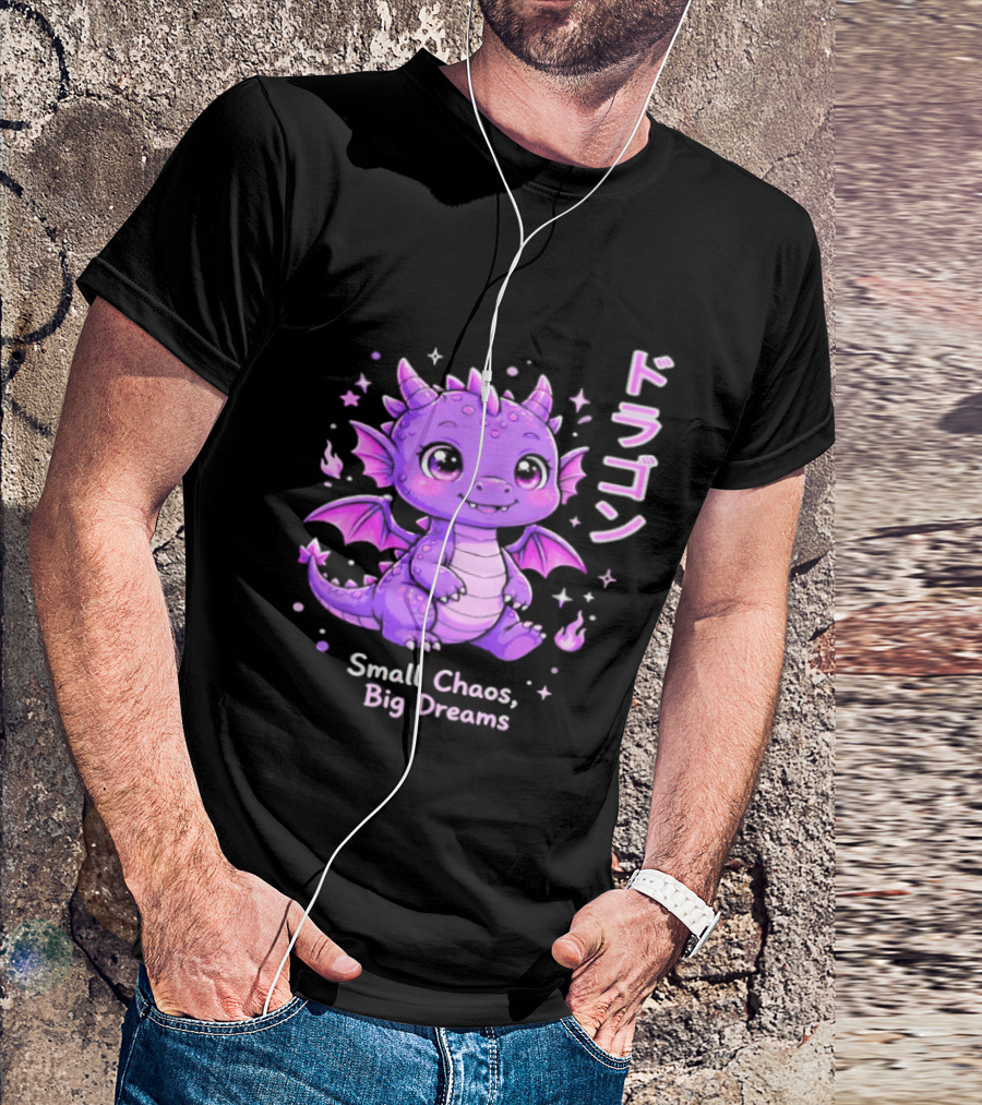 Dragon Small Chaos Big Dreams Purple Kawaii Anime T-Shirt