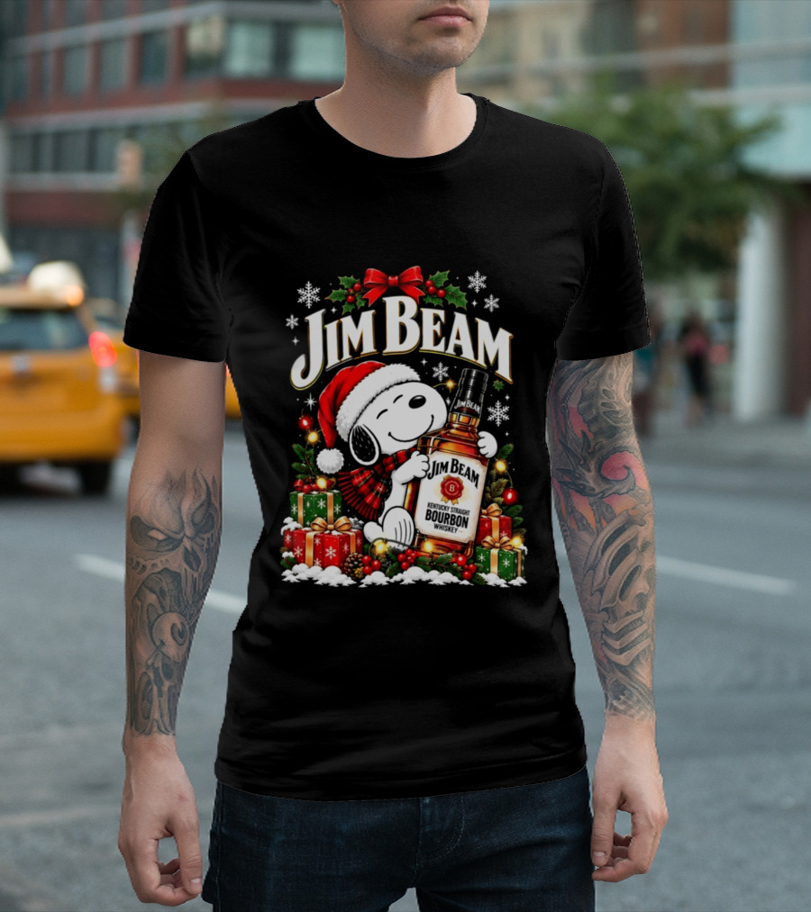 Jim Beam Christmas 2026 Bourbon Santa Hat Holiday Bottle And Presents T-Shirt