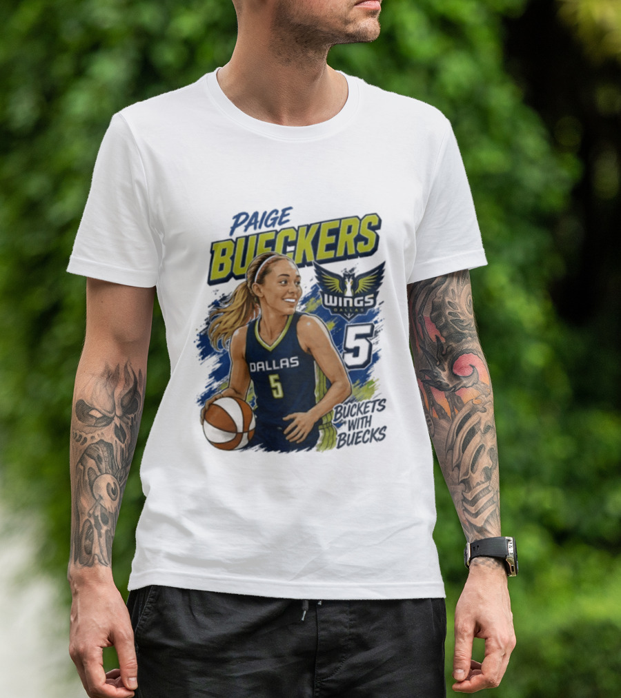 Paige Bueckers Dallas Wings 5 Buckets With Buecks WNBA Basketball T-Shirt