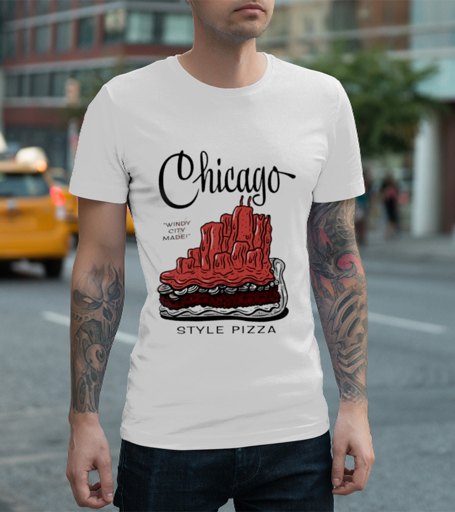 Chicago Windy City Made Deep Dish Style Pizza T-Shirt