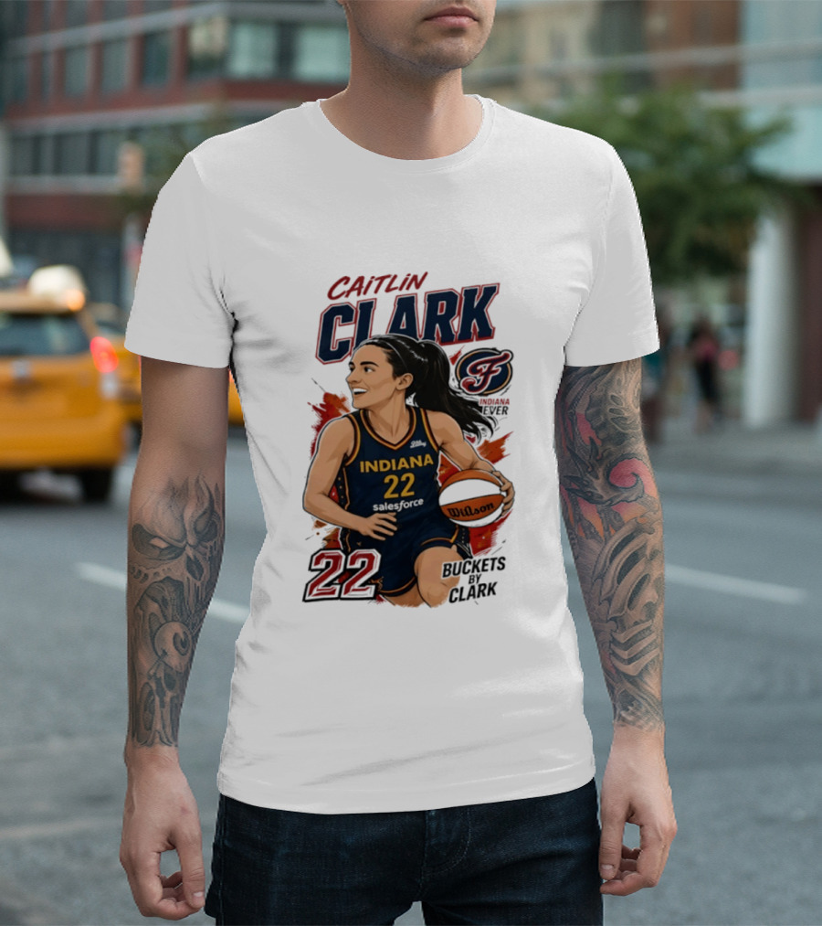 Indiana Fever Caitlin Clark 22 Buckets Basketball Caricature T-Shirt