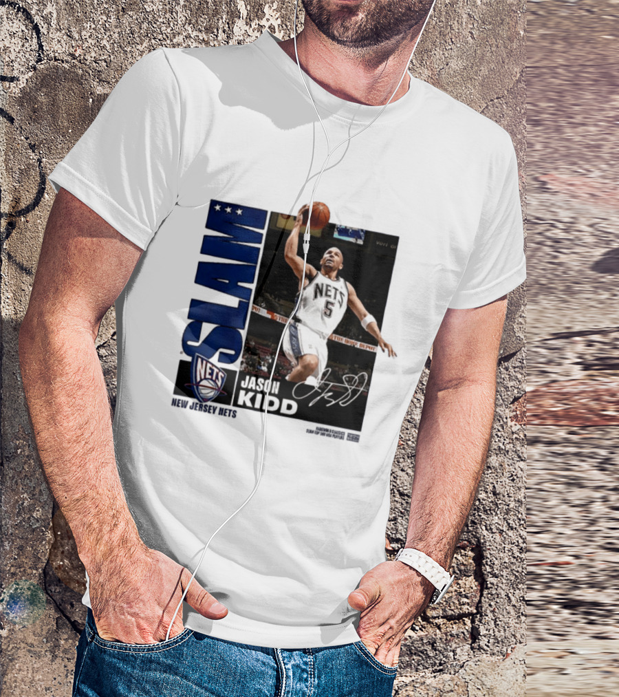 Jason Kidd SLAM New Jersey Nets Five Time First Team All NBA T-Shirt