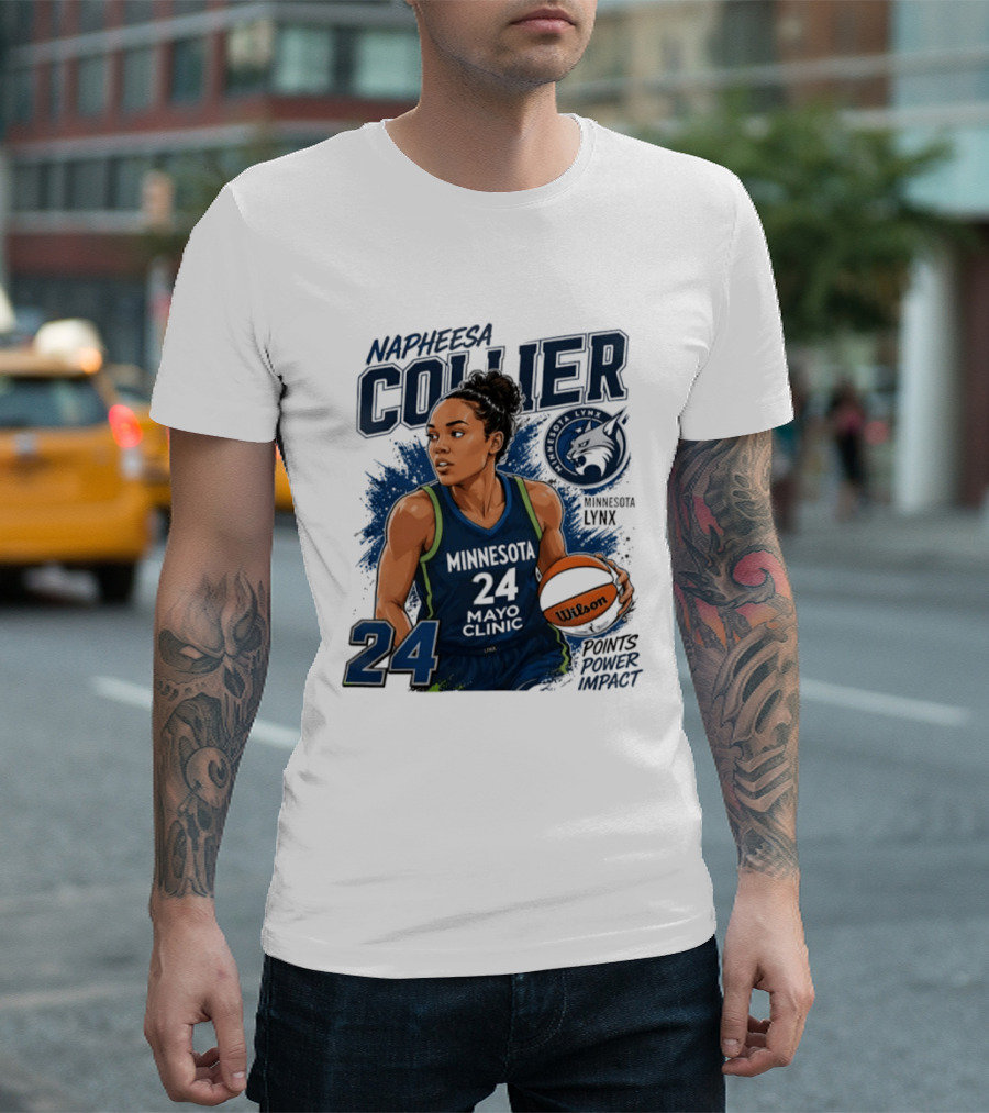 Napheesa Collier Minnesota Lynx WNBA 2026 Points Per Impact 24 T-Shirt