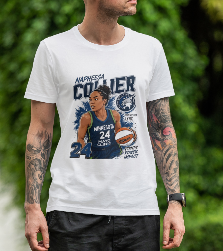 Napheesa Collier Minnesota Lynx WNBA 2026 Points Per Impact 24 T-Shirt