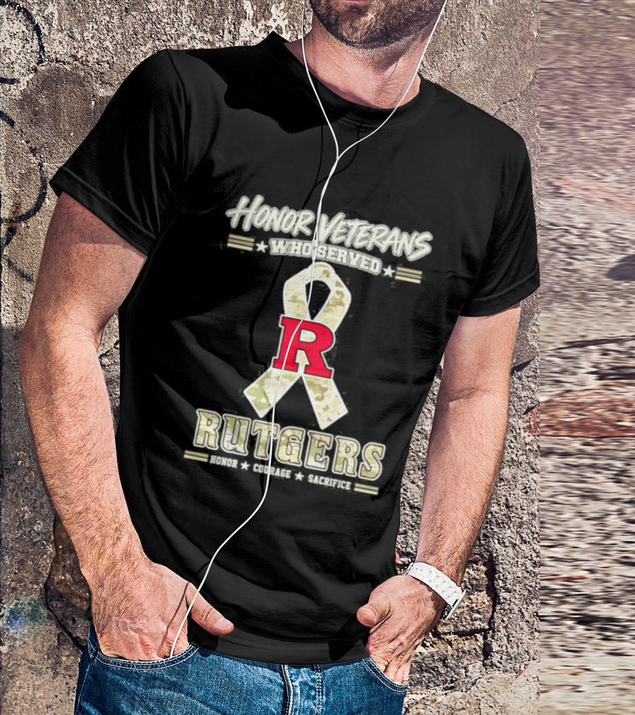 Rutgers Scarlet Knights Honor Veterans Camo Ribbon Veterans Day T-Shirt