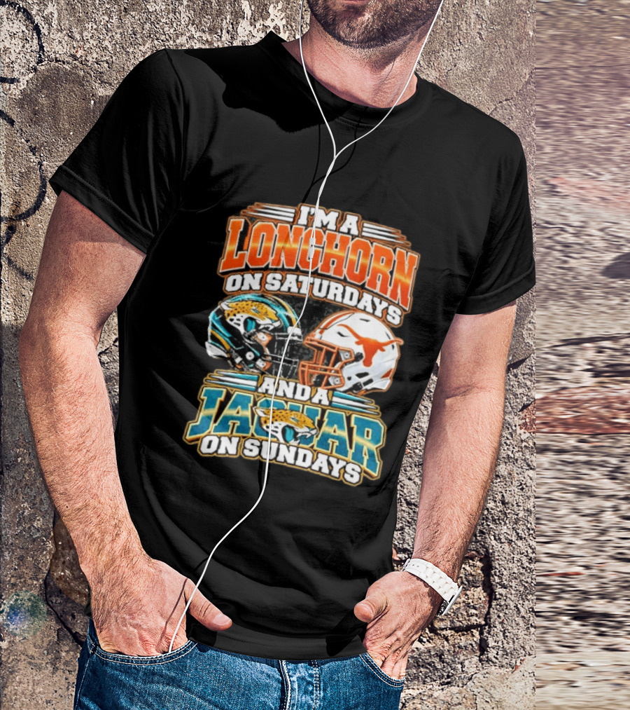 I'm A Longhorn On Saturdays Jaguar On Sundays Football Helmets T-Shirt