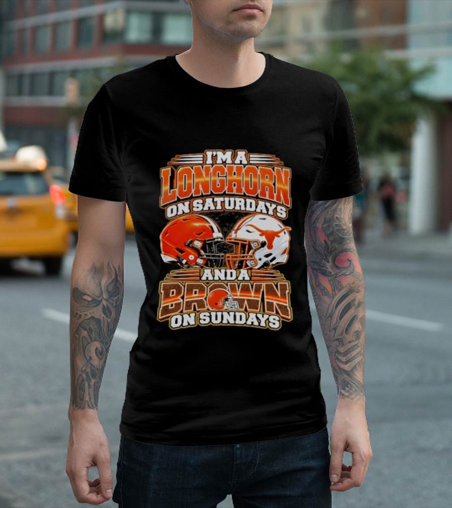 I'm A Longhorns On Saturdays And A Browns On Sundays Football Helmets T-Shirt