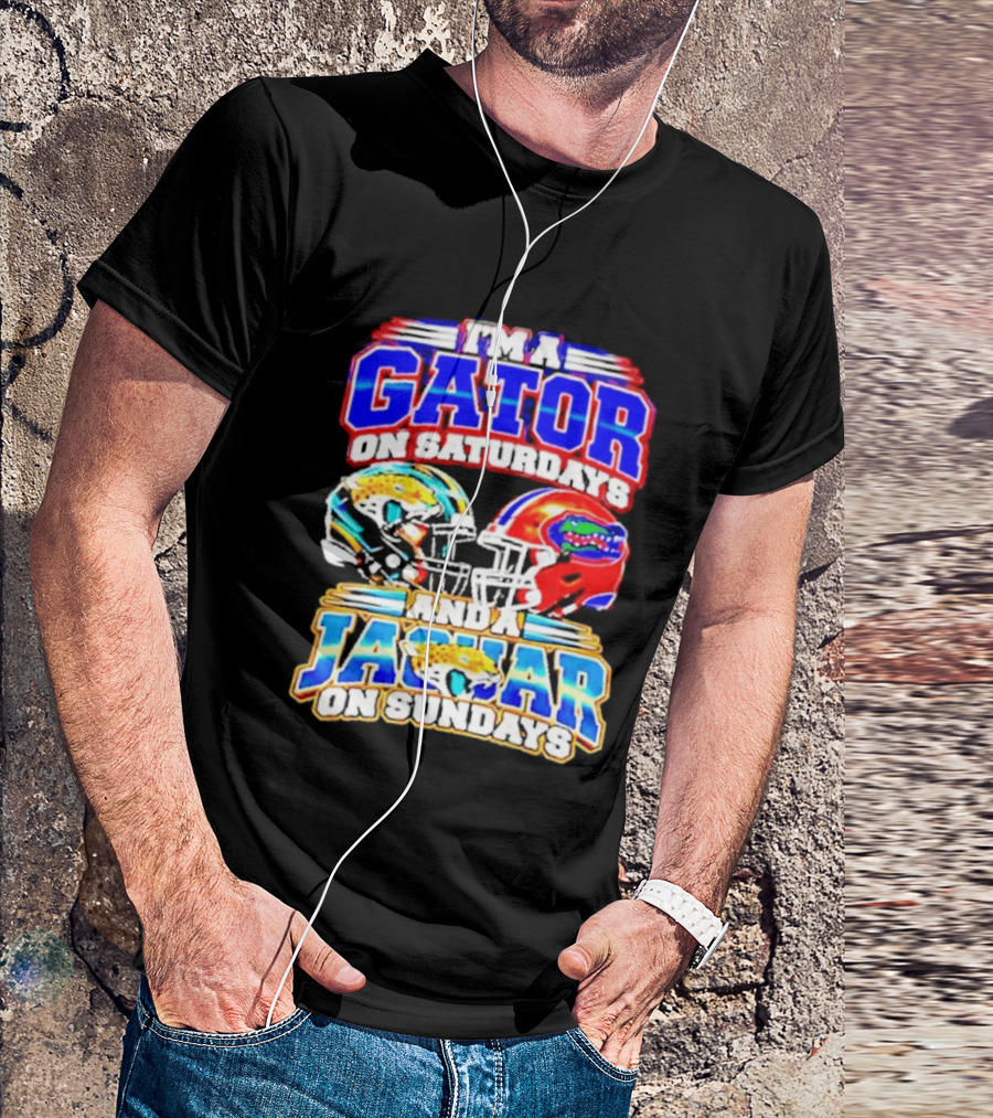 Florida Football Gator On Saturdays Jaguar On Sundays Helmets T-Shirt
