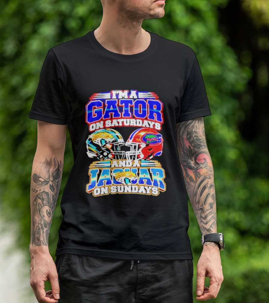Florida Football Gator On Saturdays Jaguar On Sundays Helmets T-Shirt
