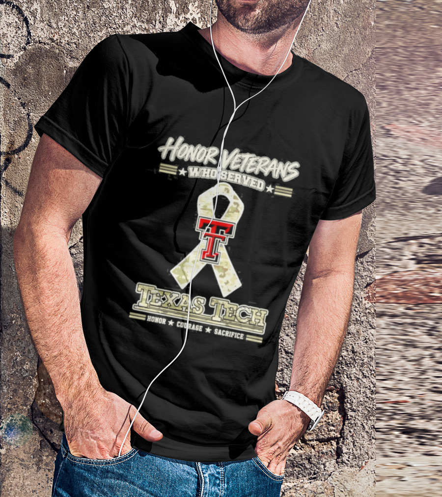 Texas Tech Red Raiders Honor Veterans Camo Ribbon Veterans Day T-Shirt
