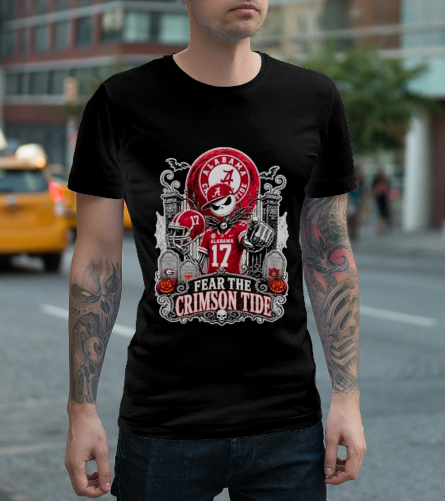 Alabama Crimson Tide Halloween Jack Skellington Fear The Crimson Tide T-Shirt