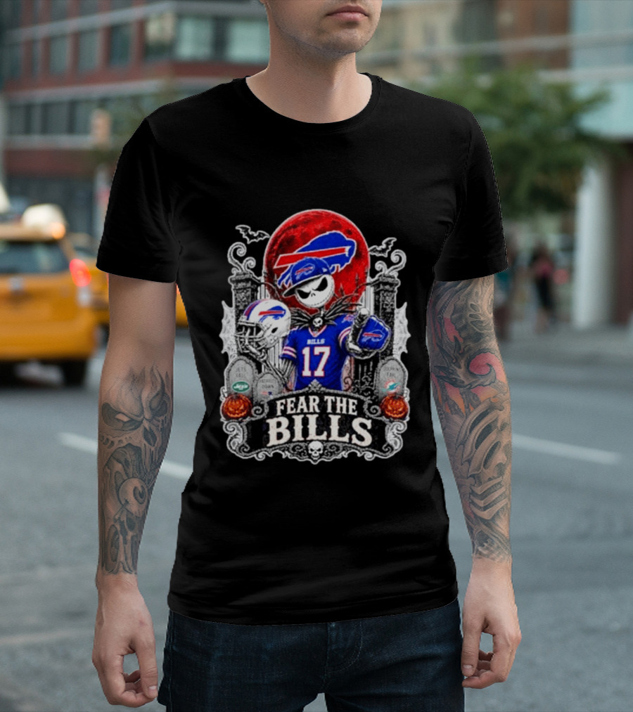 Jack Skellington Buffalo Bills Fear The Bills Halloween Football T-Shirt
