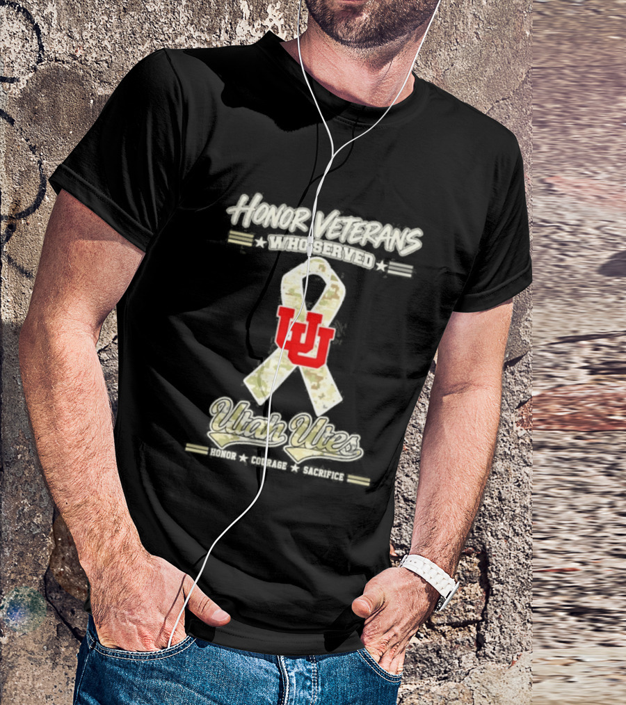 Utah Utes Camo Ribbon Honor Veterans Day Military T-Shirt