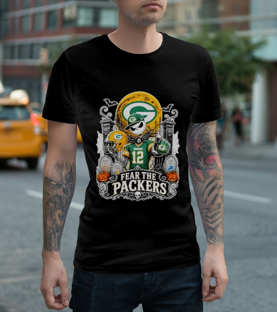 Jack Skellington Green Bay Packers Halloween Fear The Packers T-Shirt