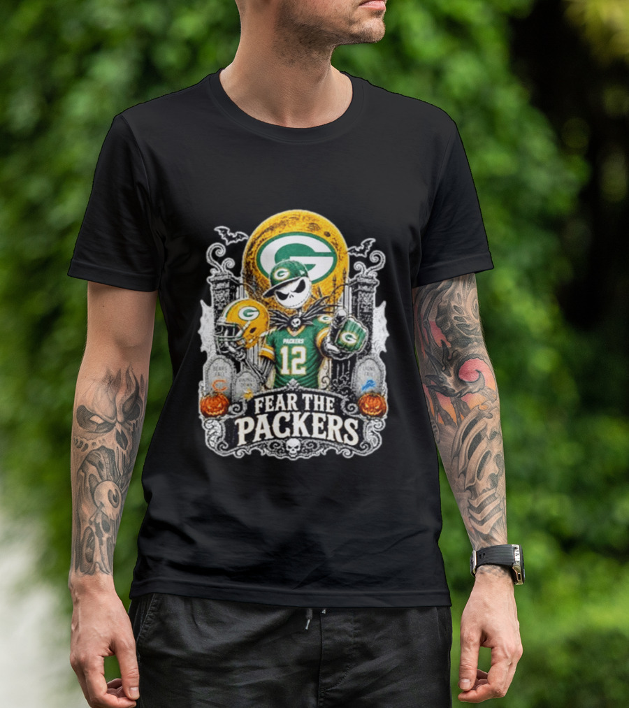 Jack Skellington Green Bay Packers Halloween Fear The Packers T-Shirt