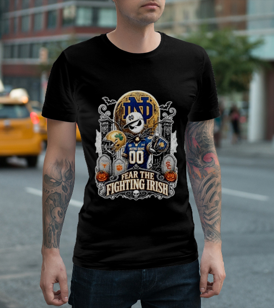 Notre Dame Fighting Irish Halloween Jack Skellington Fear The Fighting Irish T-Shirt