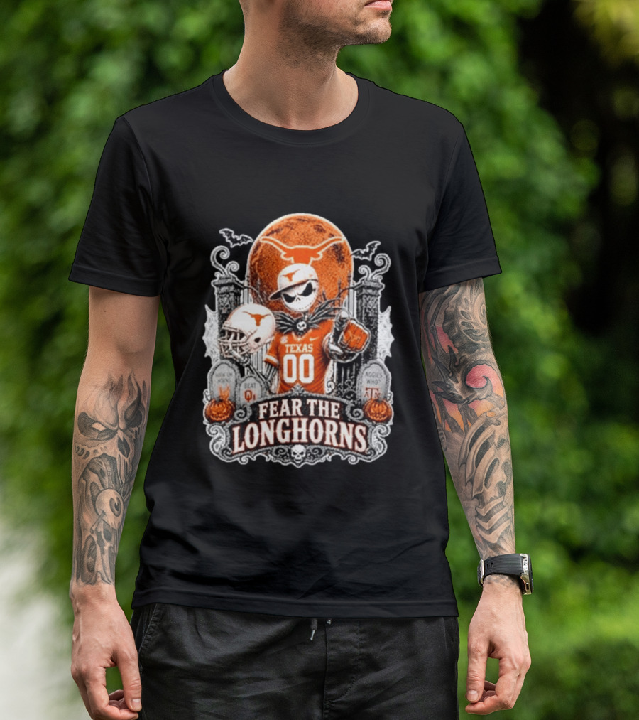 Texas Longhorns Halloween Jack Skellington Fear The Longhorns T-Shirt