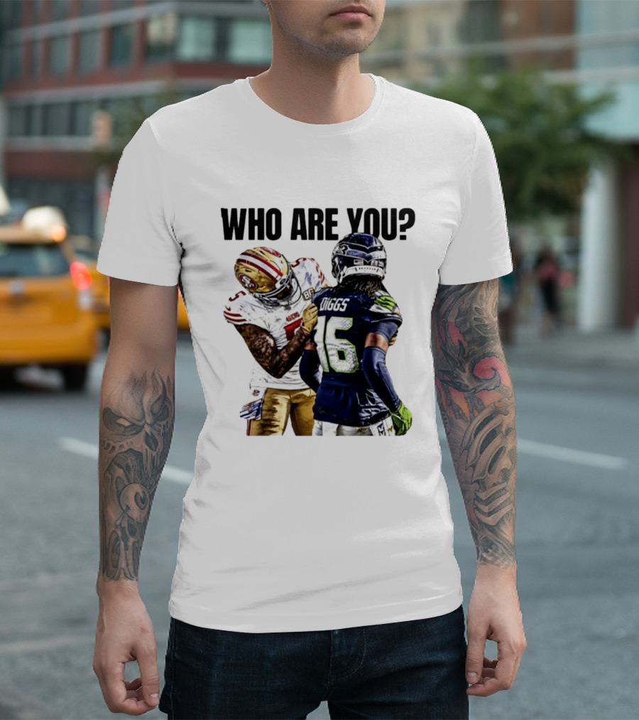 Mike Evans San Francisco 49ers Vs Seahawks Who Are You NFL Confrontation T-Shirt