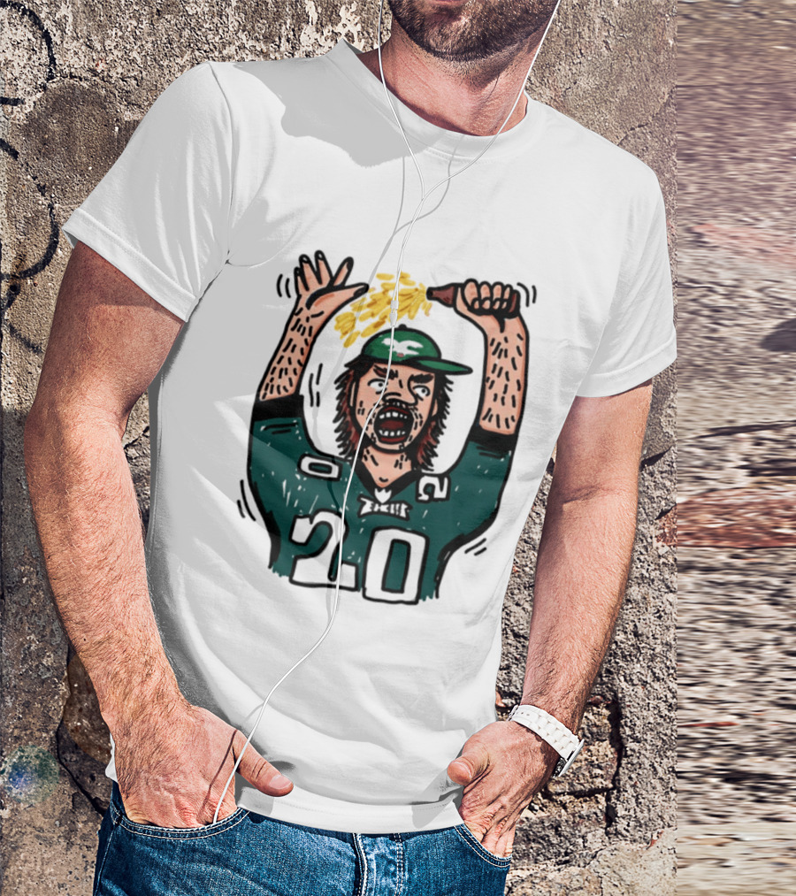Philadelphia Eagles Angry Philly Fan With Cheesesteak And 20 Jersey T-Shirt