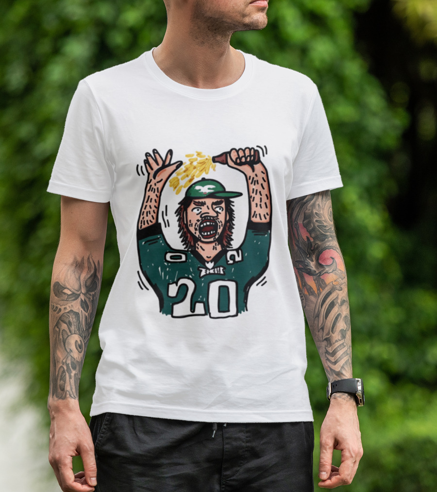 Philadelphia Eagles Angry Philly Fan With Cheesesteak And 20 Jersey T-Shirt
