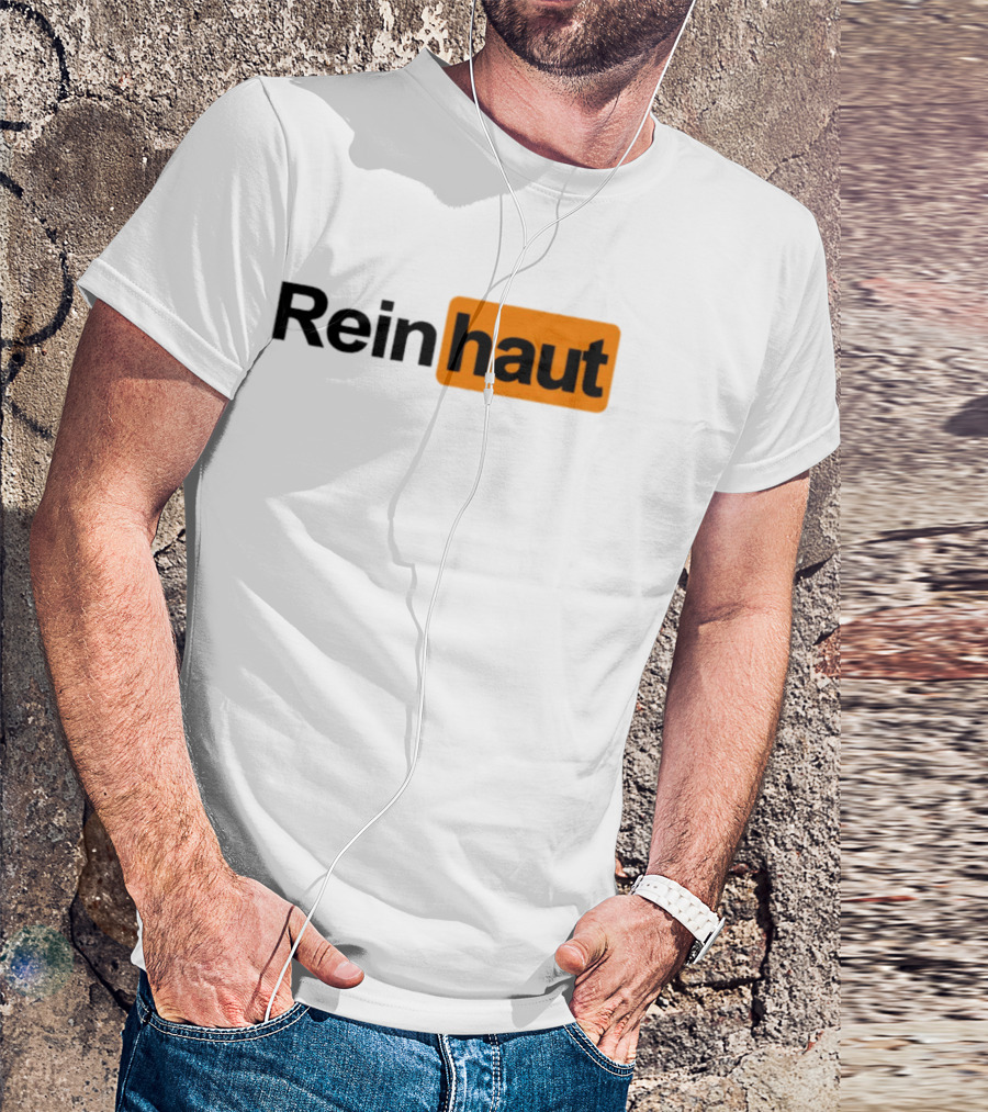 Reinhaut Bold Black And Orange Text Logo Fashion T-Shirt