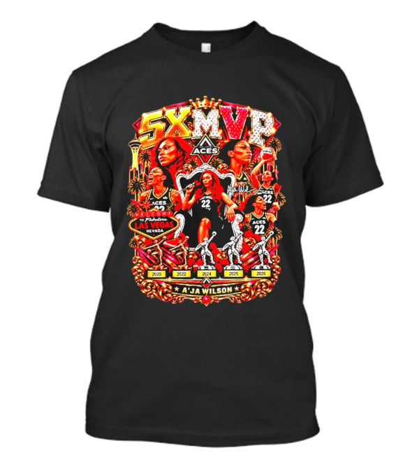 A'ja Wilson 5X MVP Las Vegas Aces Champion Crowned Basketball 2026 T-Shirt