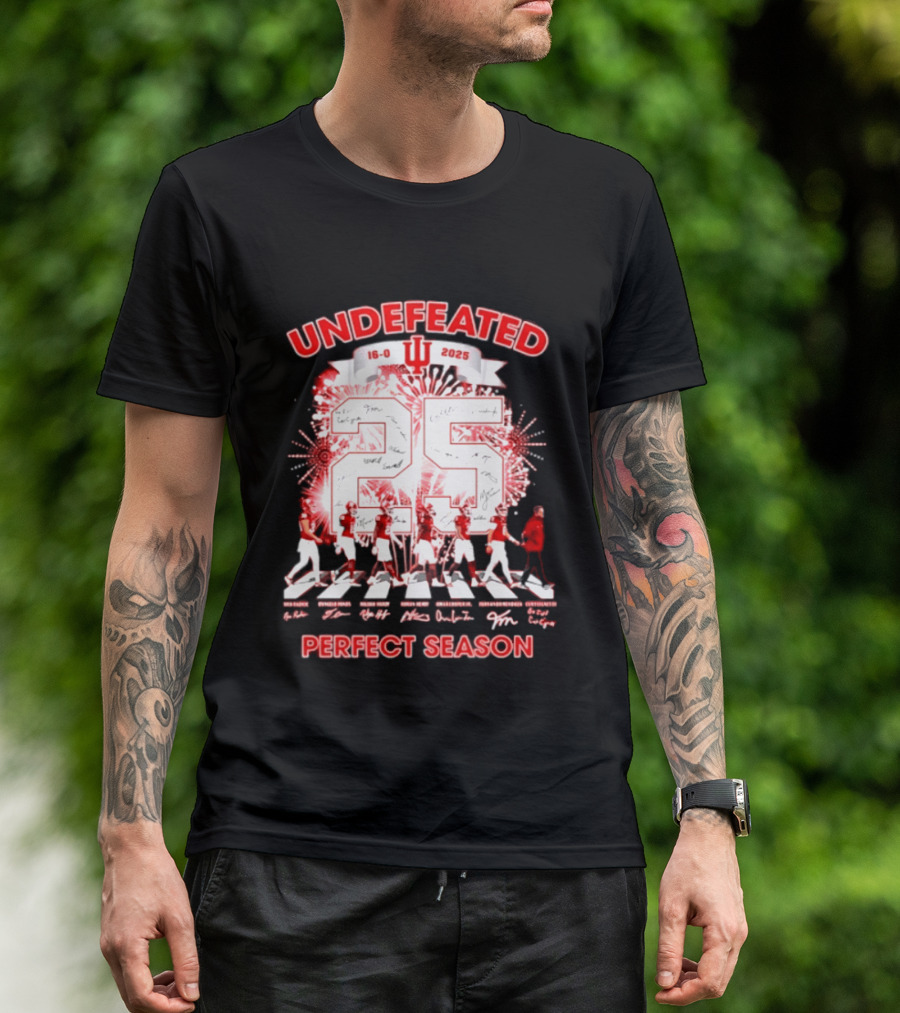Indiana Hoosiers 2025 Undefeated 16 0 Perfect Season Signatures T-Shirt