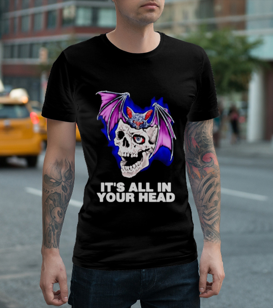 It's All In Your Head Bat Skull Gothic Colorful Horror T-Shirt